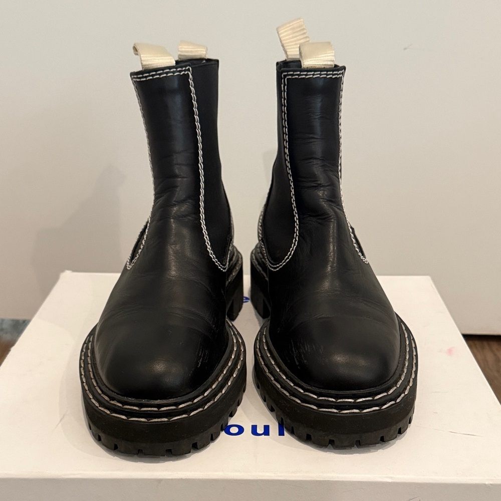 Black Leather Chunky Boots